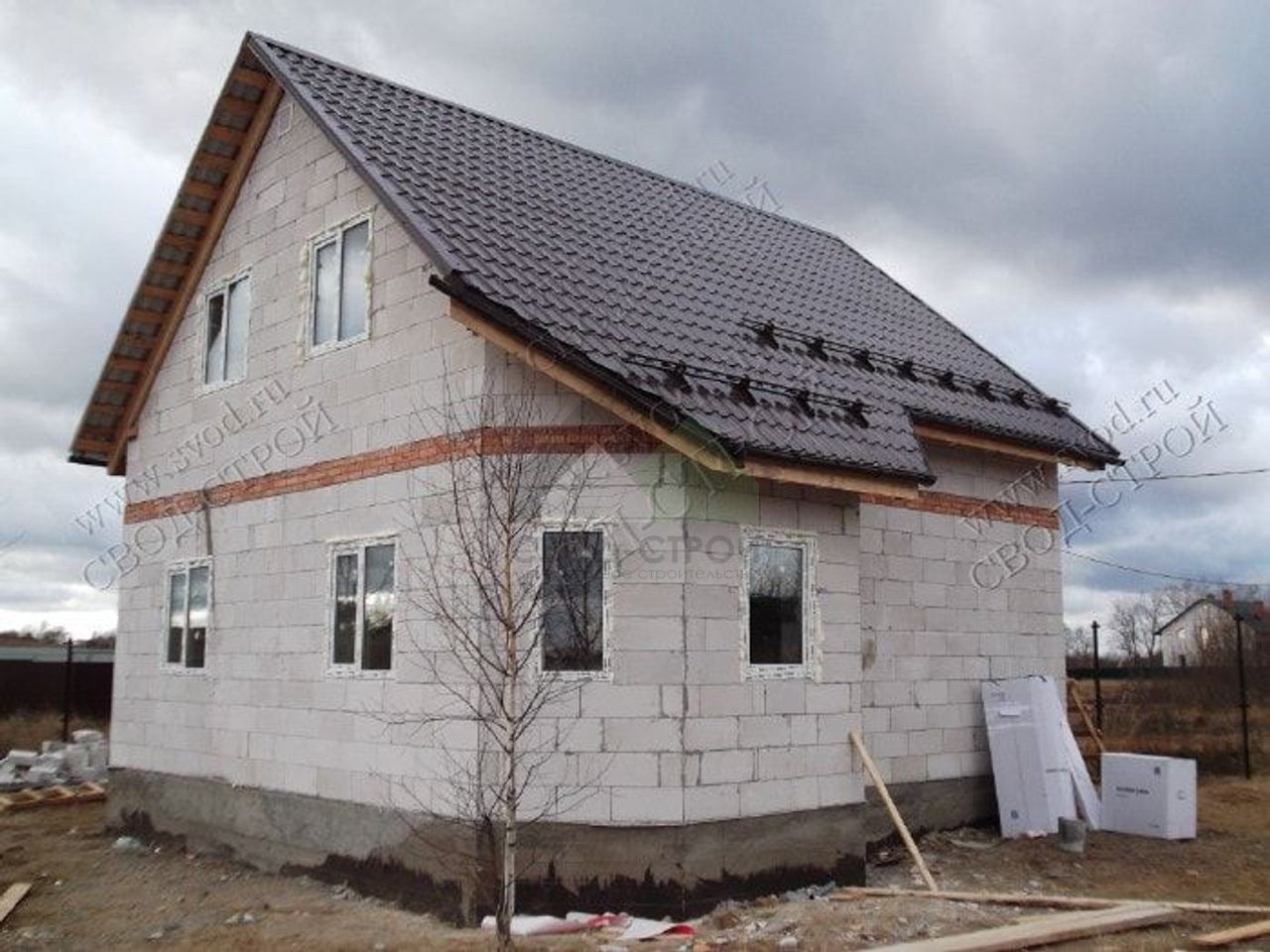 Построенный дом Дом из газобетонных блоков по проекту С-120 ГБ «Орфей» (135.1 м²)