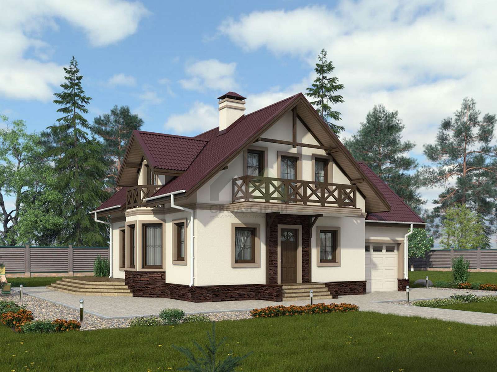 Кирпичный дом с мансардой С-292 К «Обь»